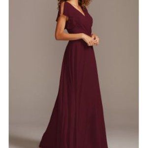DAVID'S BRIDAL  flutter sleeve bridesmaid dress